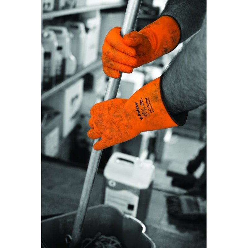 Jet Heavy Duty Natural Rubber Gloves - Flock Lined