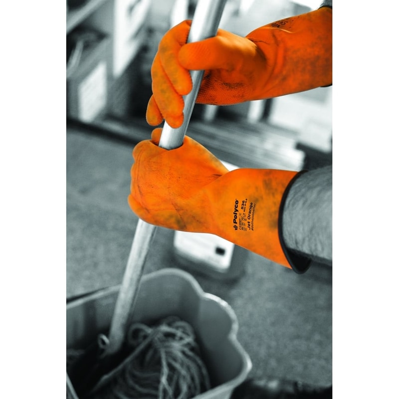 Jet Heavy Duty Natural Rubber Gloves - Flock Lined