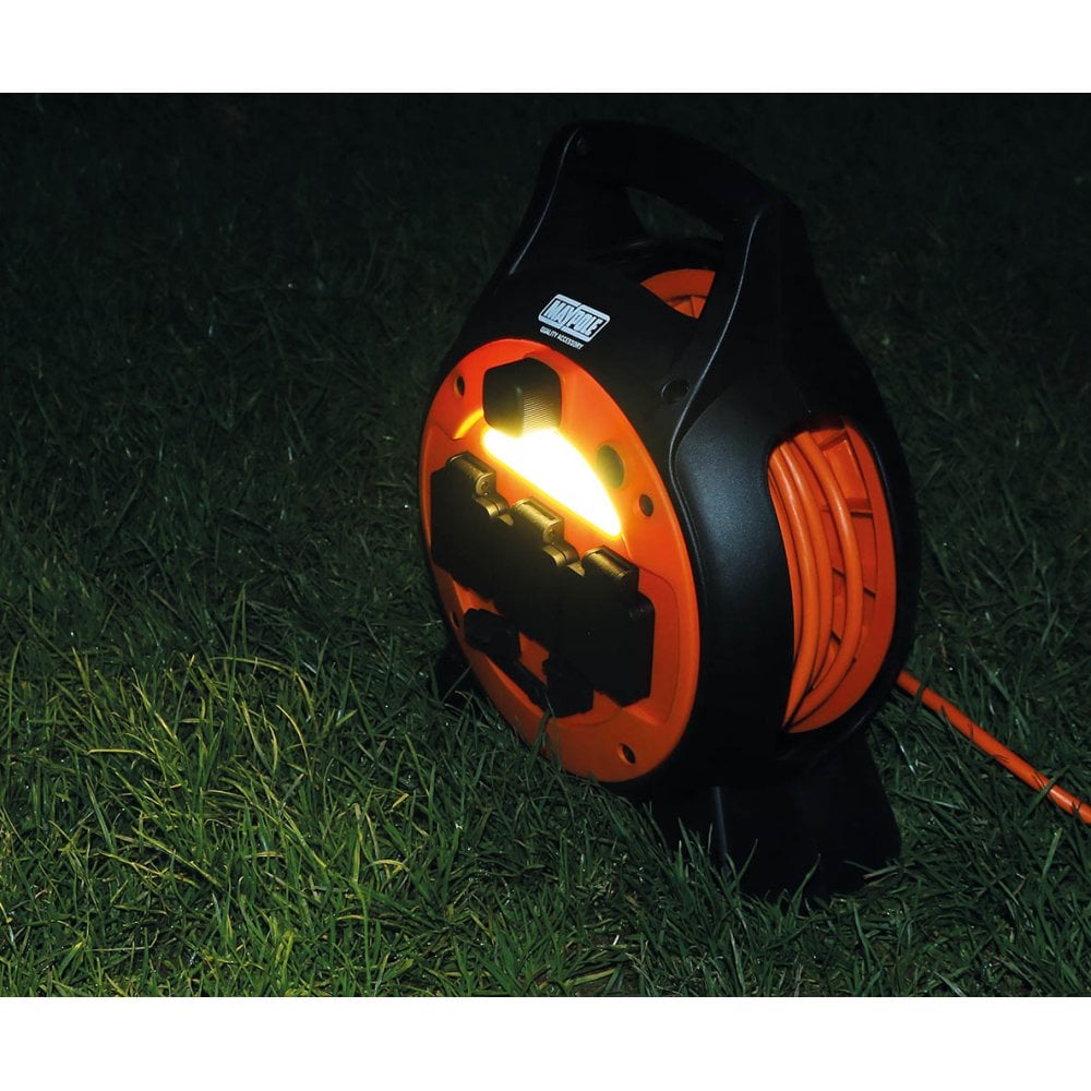 15M Roller Mobile Mains Power Unit with LED Light