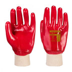 Red PVC Knit Wrist Gloves