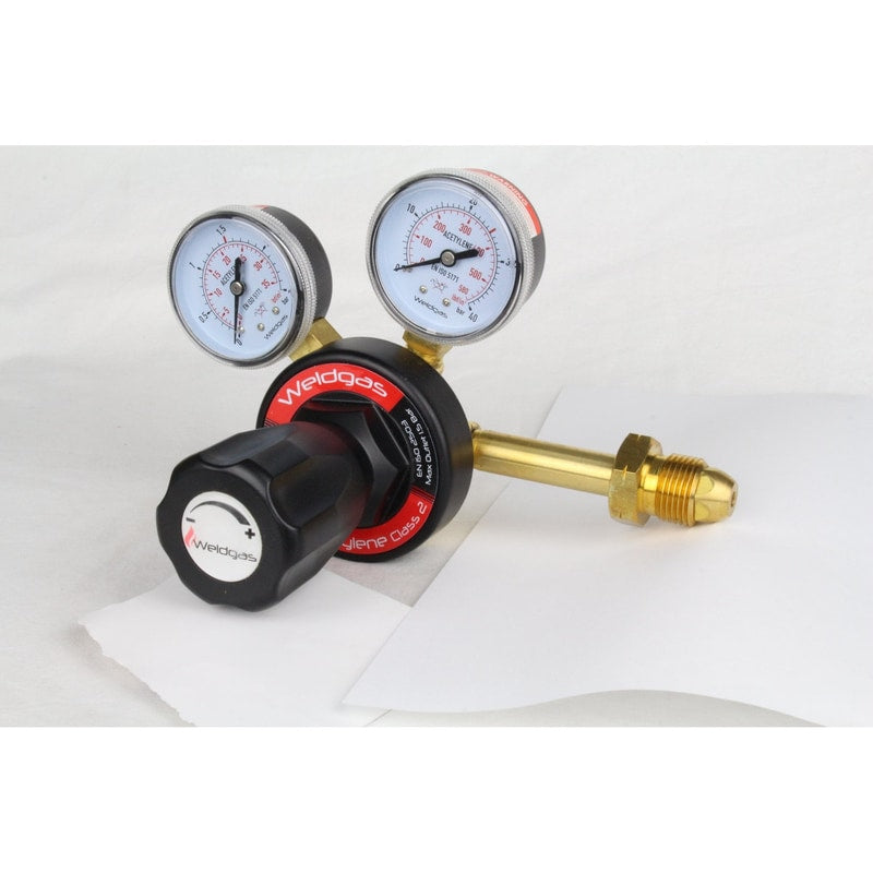 1.5 Bar 2 Gauge Single Stage Acetylene Regulator - Side Entry