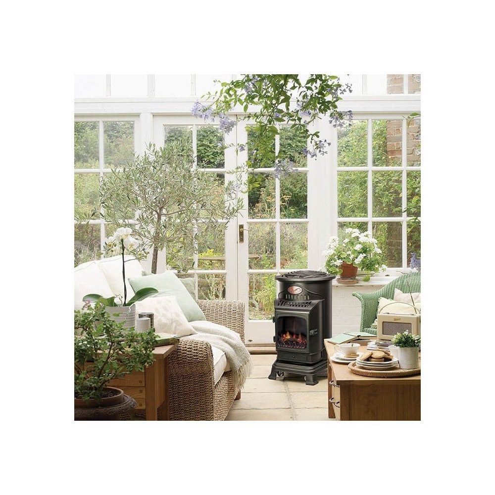 Matt Black Provence Living Flame Portable Calor Gas Stove