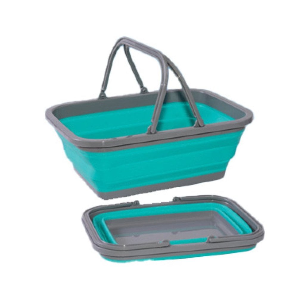 Aqua/Grey - Collapsible Shopping Basket