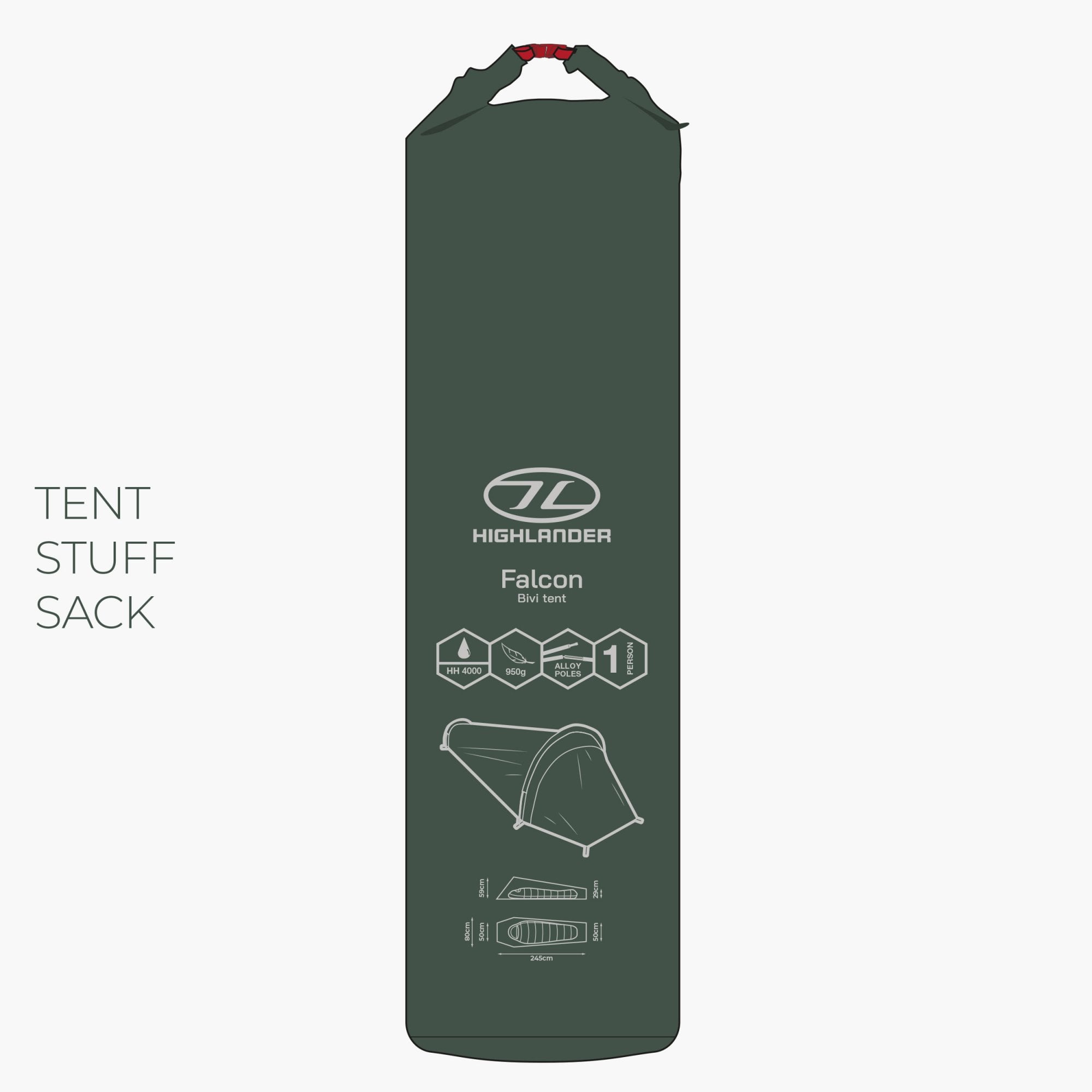 Falcon 1 Person Bivvy Tent - Pine Green