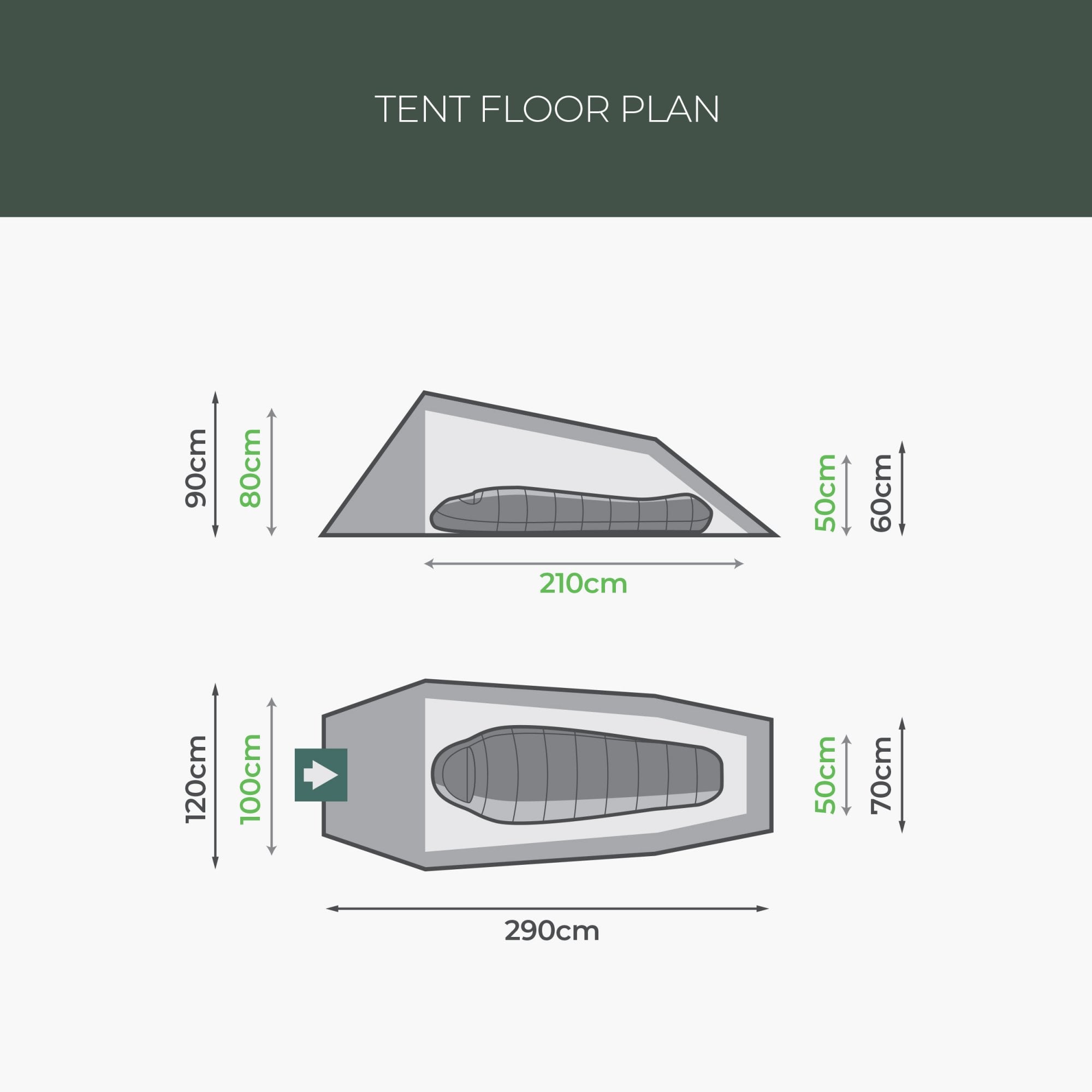 Respite 1 Person Tunnel Tent - Pine green
