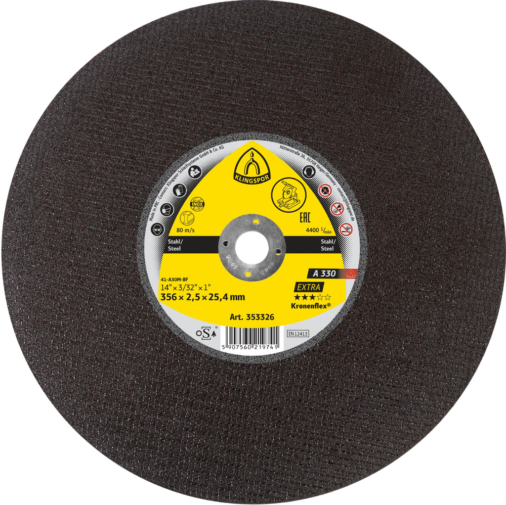 356 x 2.5 x 25.4mm A 330 Extra Large Cutting Disc Per/10